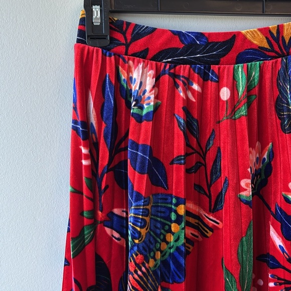 Anthropologie Red Pleated Midi Skirt - Picture 2 of 7